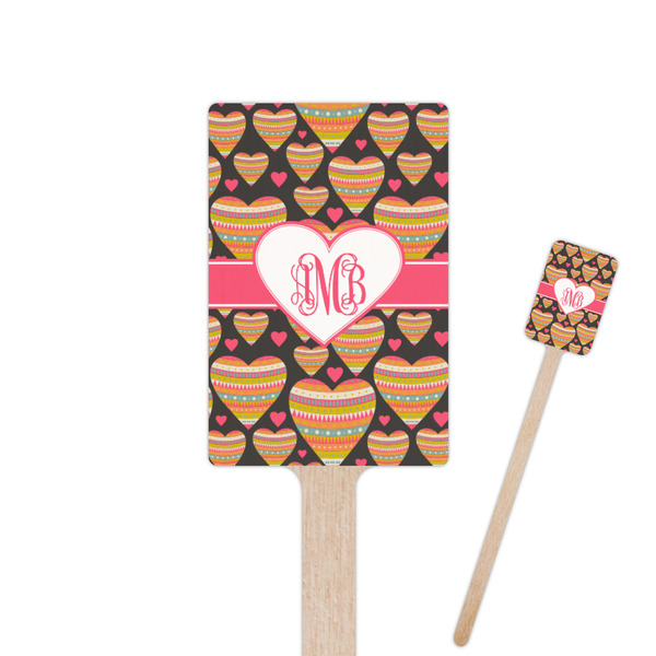 Custom Hearts 6.25" Rectangle Wooden Stir Sticks - Double Sided (Personalized)