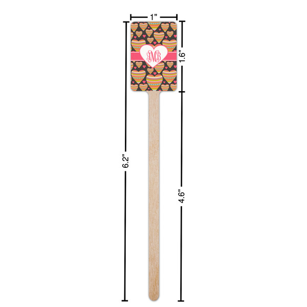 Hearts Wooden 6.25" Stir Stick - Rectangular - Dimensions