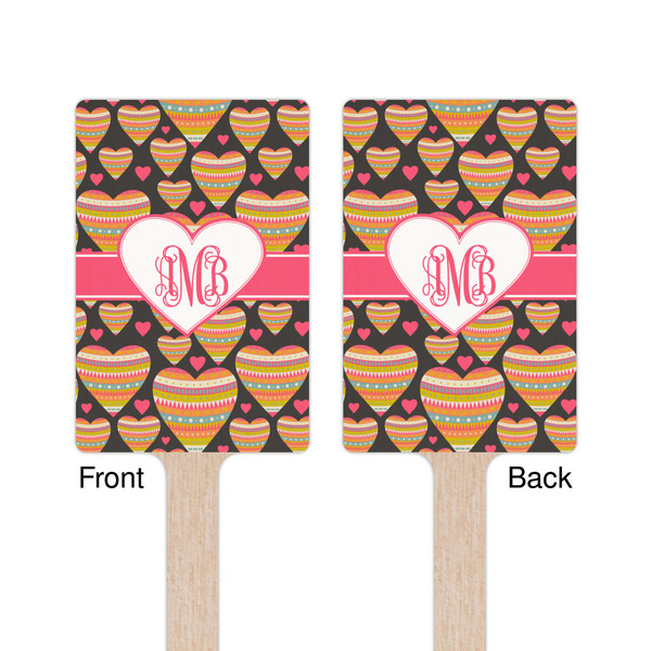Hearts Wooden 6.25" Stir Stick - Rectangular - Double Sided - Front & Back