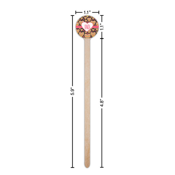 Hearts Wooden 6" Stir Stick - Round - Dimensions