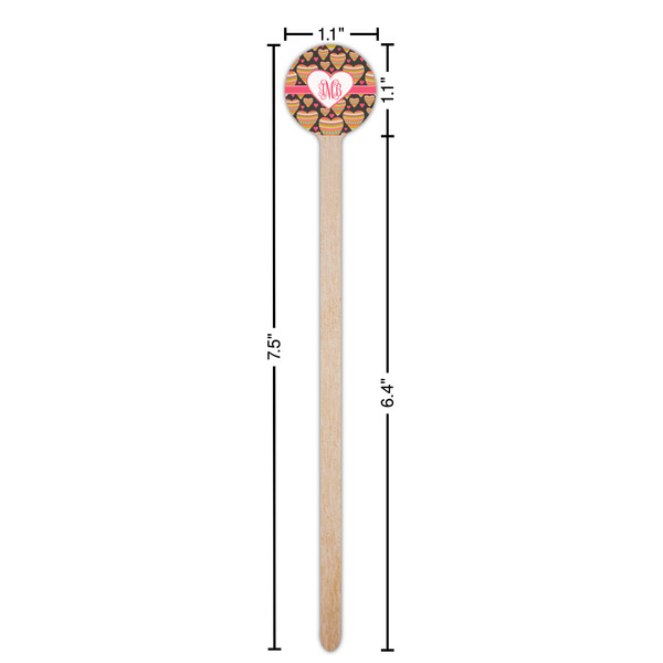 Hearts Wooden 7.5" Stir Stick - Round - Dimensions