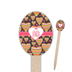 Hearts Oval Wooden Food Picks - Single Sided (Personalized)