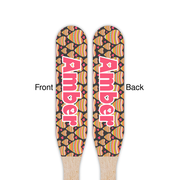 Hearts Wooden Food Pick - Paddle - Double Sided - Front & Back