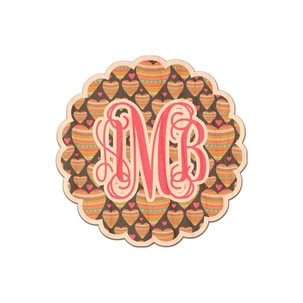Custom Hearts Genuine Maple or Cherry Wood Sticker (Personalized)