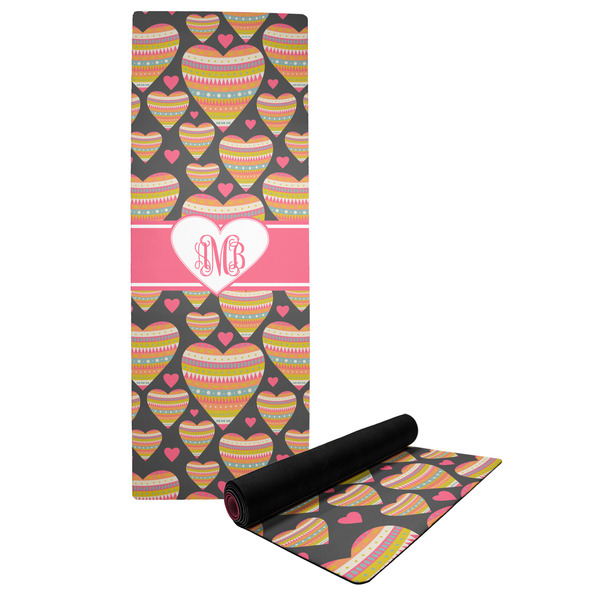 Custom Hearts Yoga Mat w/ Monogram