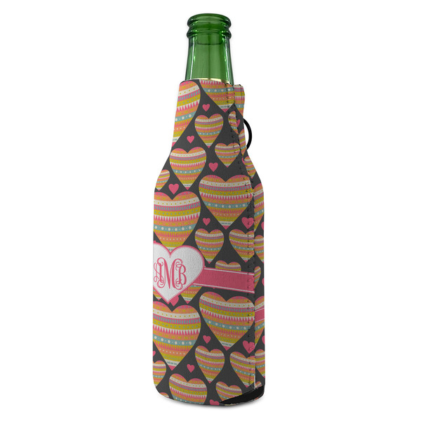 Hearts Zipper Bottle Cooler - ANGLE (bottle)