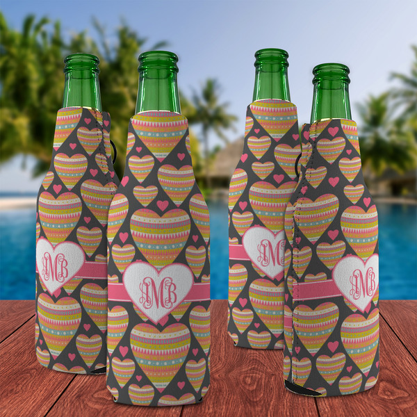 Hearts Zipper Bottle Cooler - Set of 4 - LIFESTYLE