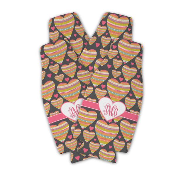 Custom Hearts Zipper Bottle Cooler - Set of 4 (Personalized)