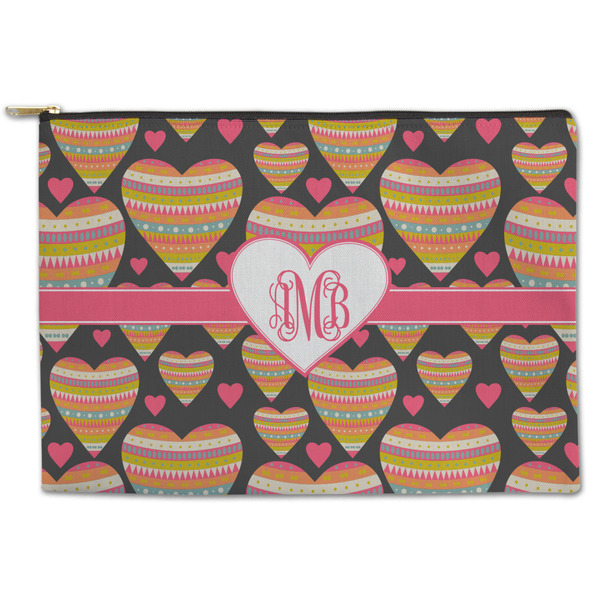 Custom Hearts Zipper Pouch - Large - 12.5"x8.5" (Personalized)
