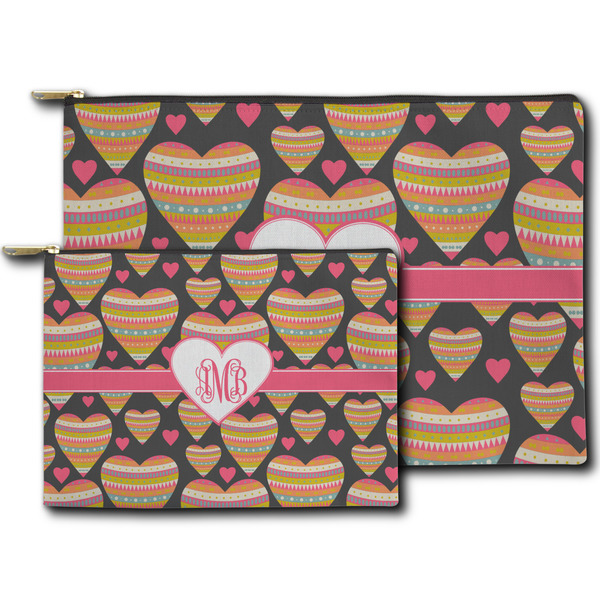 Hearts Zippered Pouches - Size Comparison