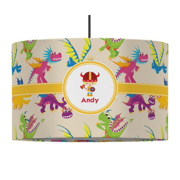 Custom Dragons 12" Drum Pendant Lamp - Fabric (Personalized)