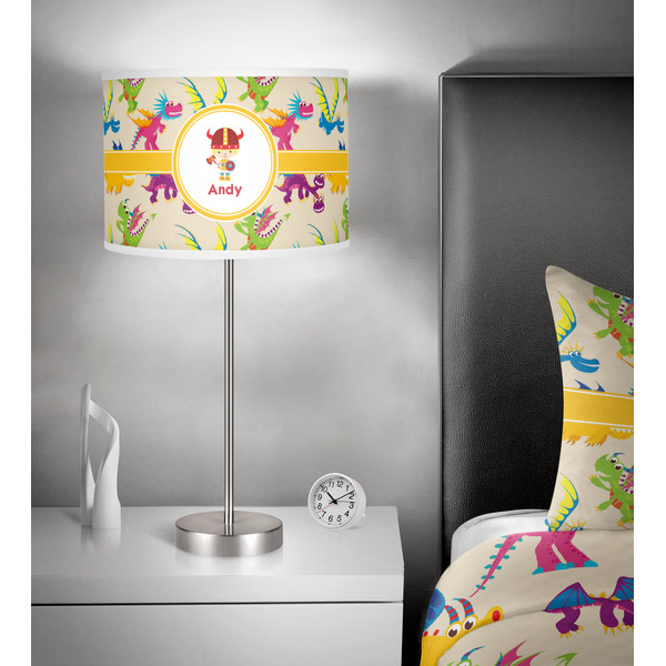 Dragons 13 inch drum lamp shade - in room