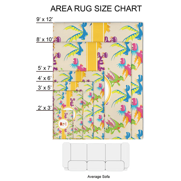 Dragons 2'x3' Indoor Area Rugs - Size Chart