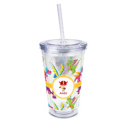 Dragons 16oz Double Wall Acrylic Tumbler with Lid & Straw - Full Print (Personalized)