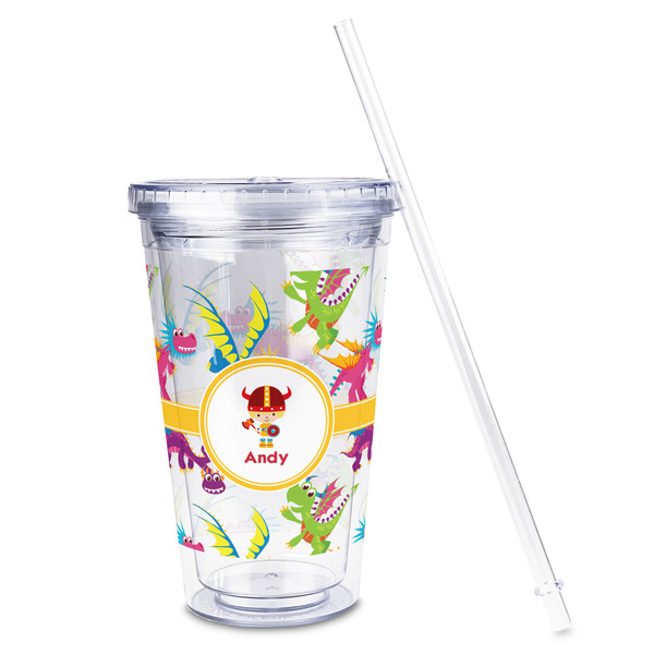 Dragons Acrylic Tumbler - Full Print - Front straw out