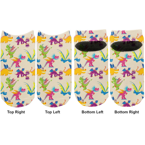 Dragons Adult Ankle Socks - Double Pair - Front and Back - Apvl