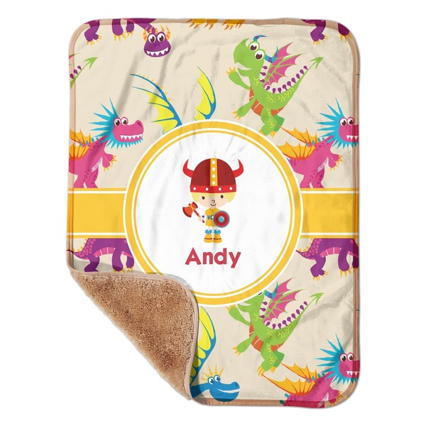 Custom Dragons Sherpa Baby Blanket - 30" x 40" w/ Name or Text