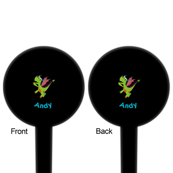 Dragons Black Plastic 4" Food Pick - Round - Double Sided - Front & Back