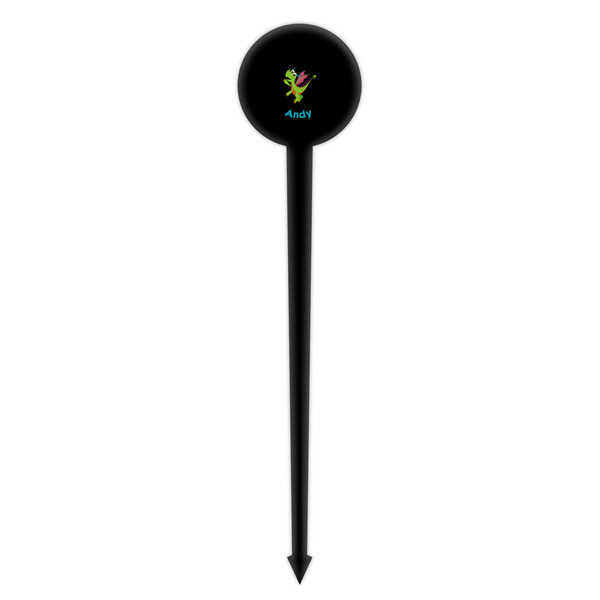 Dragons Black Plastic 4" Food Pick - Round - Single Pick