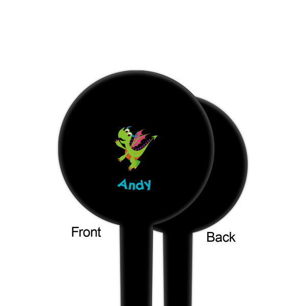 Dragons Black Plastic 4" Food Pick - Round - Single Sided - Front & Back
