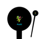 Dragons 6" Round Plastic Food Picks - Black - Double Sided (Personalized)