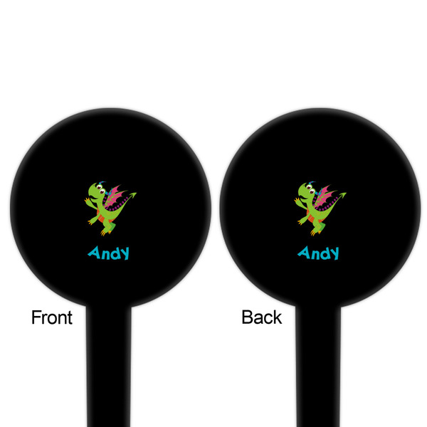 Dragons Black Plastic 6" Food Pick - Round - Double Sided - Front & Back