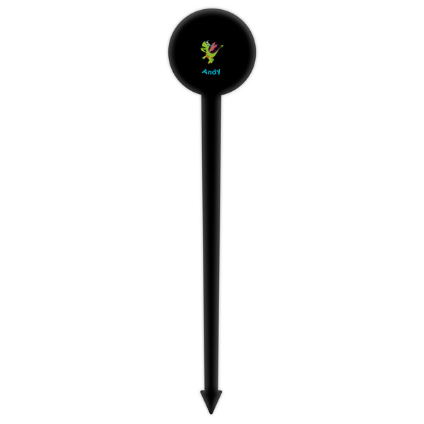 Dragons Black Plastic 6" Food Pick - Round - Single Pick