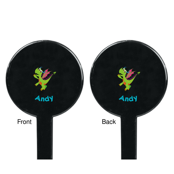 Dragons Black Plastic 7" Stir Stick - Double Sided - Round - Front & Back