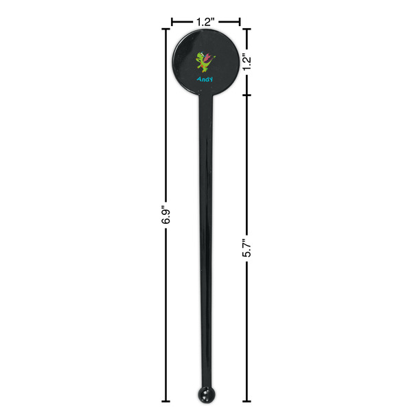 Dragons Black Plastic 7" Stir Stick - Round - Dimensions