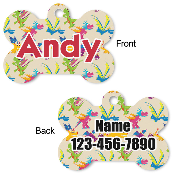 Dragons Bone Shaped Dog Tag - Front & Back