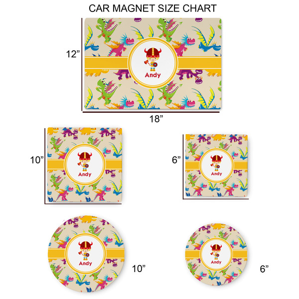 Dragons Car Magnets - SIZE CHART