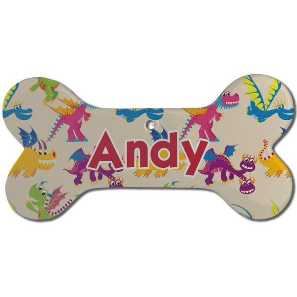 Dragons Ceramic Flat Ornament - Bone Front