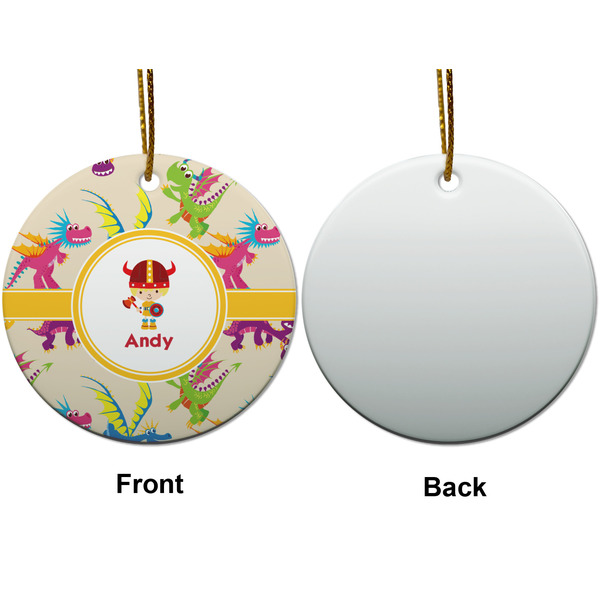 Dragons Ceramic Flat Ornament - Circle Front & Back (APPROVAL)