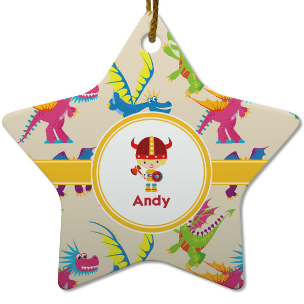 Dragons Ceramic Flat Ornament - Star (Front)