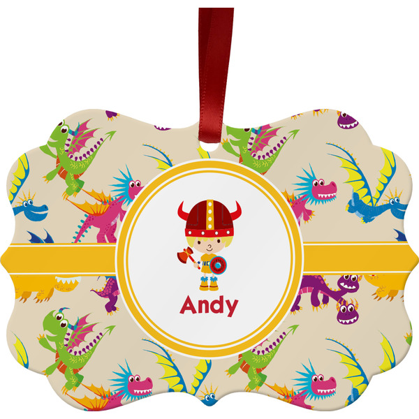 Custom Dragons Metal Frame Ornament - Double Sided w/ Name or Text