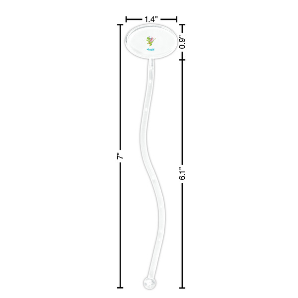 Dragons Clear Plastic 7" Stir Stick - Oval - Dimensions