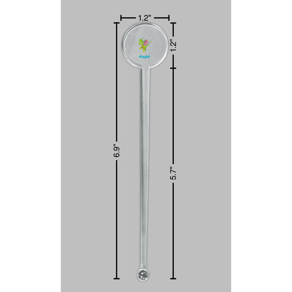 Dragons Clear Plastic 7" Stir Stick - Round - Dimensions