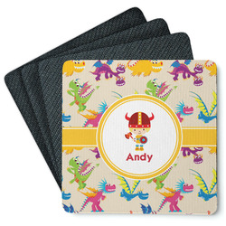 Dragons Square Rubber Backed Coasters - Set of 4 (Personalized)