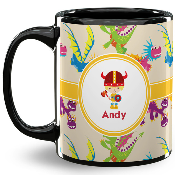 Custom Dragons 11 Oz Coffee Mug - Black (Personalized)