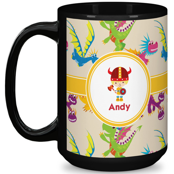 Custom Dragons 15 Oz Coffee Mug - Black (Personalized)
