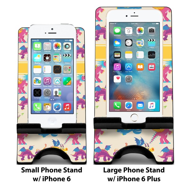 Dragons Compare Phone Stand Sizes - with iPhones