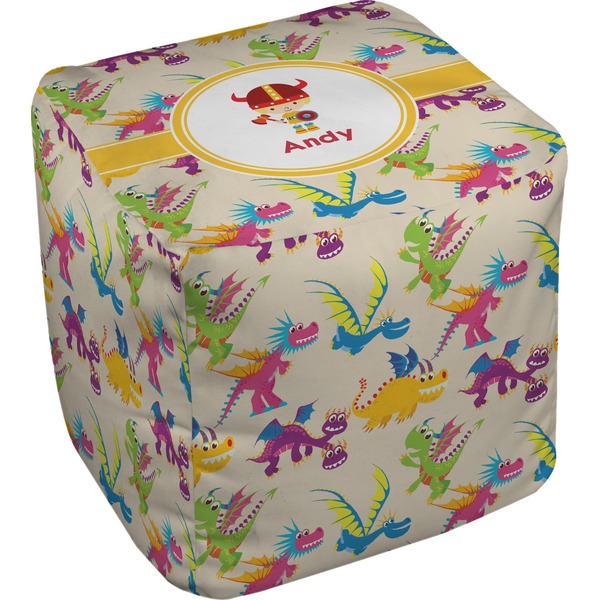 Custom Dragons Cube Pouf Ottoman - 13" (Personalized)