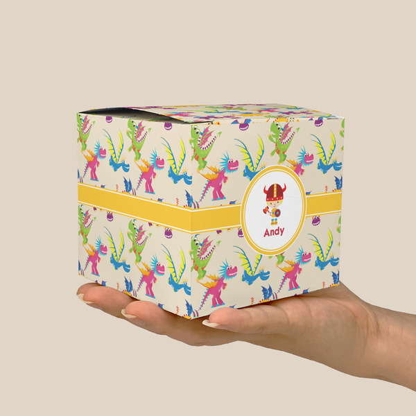 Dragons Cube Favor Gift Box - On Hand - Scale View