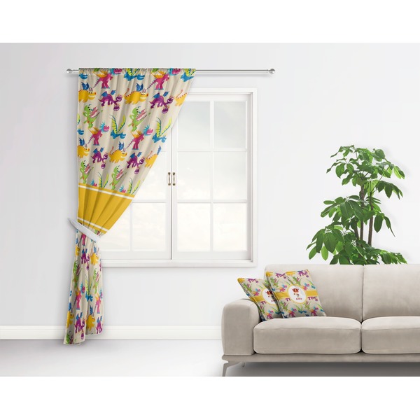 Dragons Curtain With Window and Rod - in Room Matching Pillow