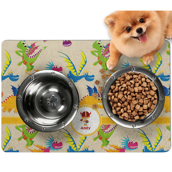 Custom Dragons Dog Food Mat - Small w/ Name or Text