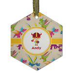 Dragons Flat Glass Ornament - Hexagon w/ Name or Text