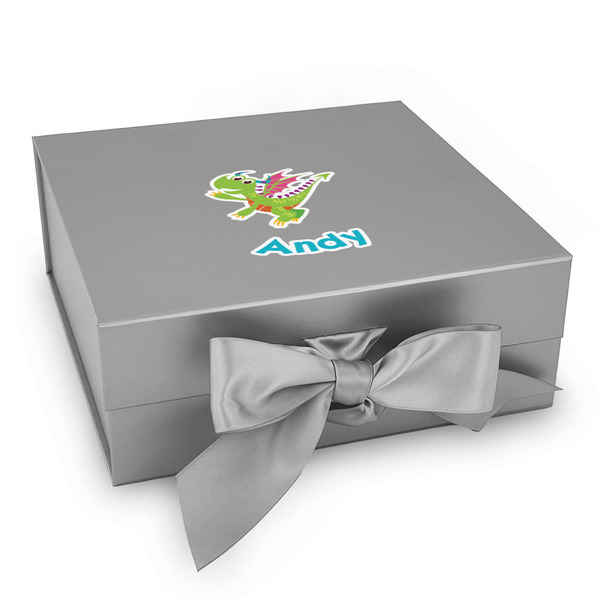 Custom Dragons Gift Box with Magnetic Lid - Silver (Personalized)