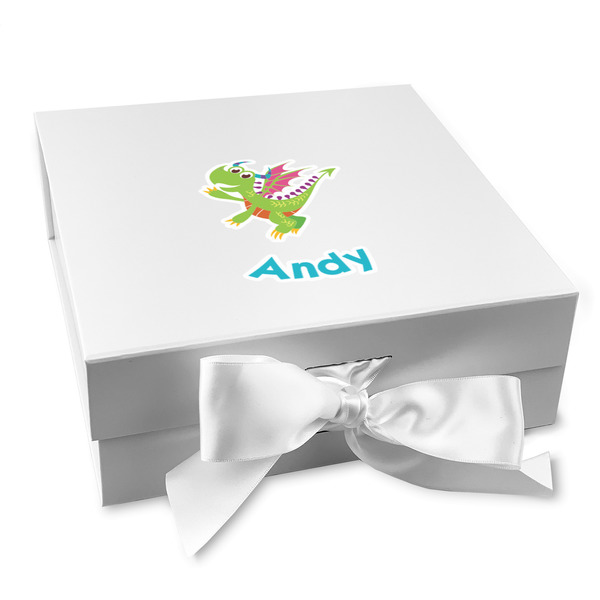 Custom Dragons Gift Box with Magnetic Lid - White (Personalized)