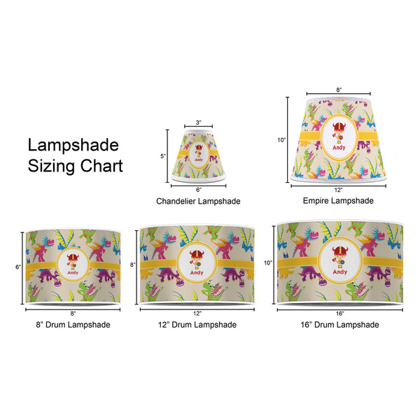 Dragons Lampshade Sizing Chart