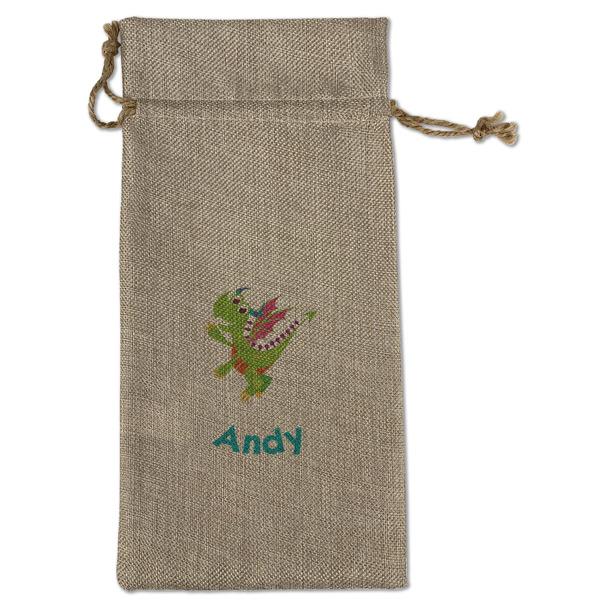 Dragons Large Burlap Gift Bags - Front